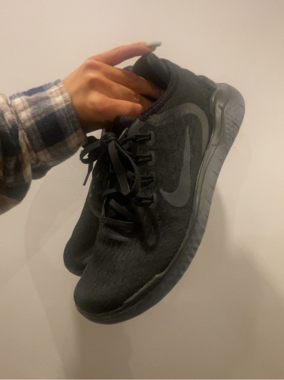 NEW Nike Free Black Knit Running Shoe with Swoosh